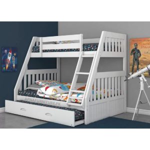 Queen size bunk bed for three kids