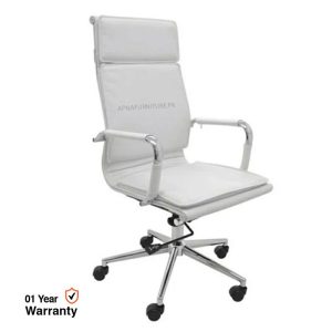 Office chair in white color with foam padding