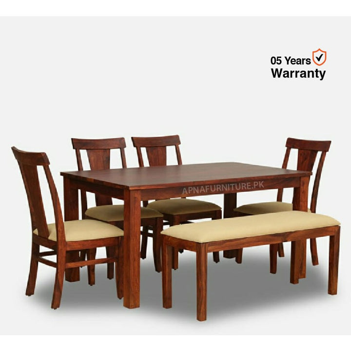 Buy Harrison Six seater Dining Table (4 Chairs with Bench) at Best Price Online in Pakistan on Apnafurniture.pk