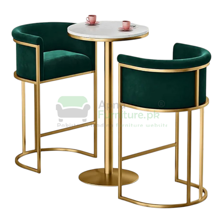 Buy Lexi Gold High Gloss Bar Stools & Table Set at Best Price Online in Pakistan on Apnafurniture.pk (Pakistan)
