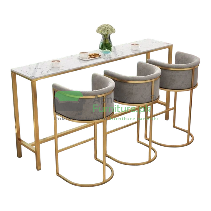 Buy Violet Gold High Gloss Bar Stools & table Set (3 stools and one bar table) at Best Price Online in Pakistan on Apnafurniture.pk (Pakistan)
