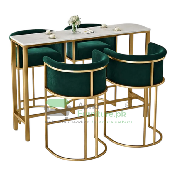 Buy Orchid Gold High Gloss Bar Stools and Table set (4 bar stools & one table) at Best Price Online in Pakistan on Apnafurniture.pk (Pakistan)
