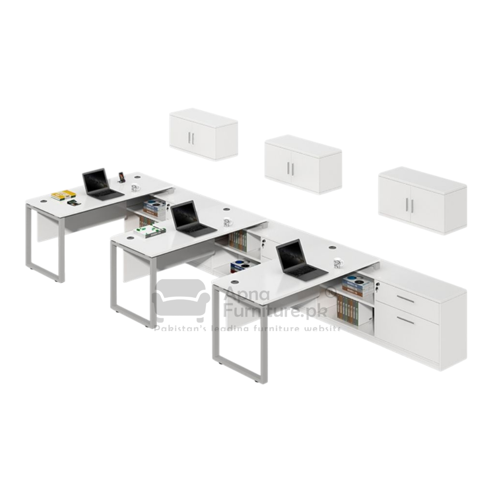 Sigma Pro Office Workstation Table with Storage Racks (3 Persons - 15 ...
