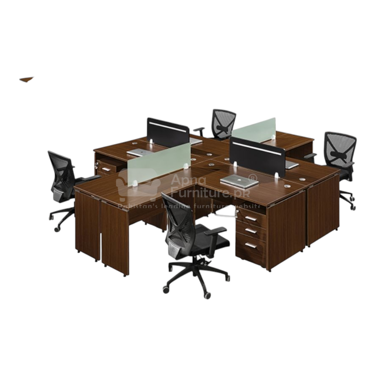 Nectar Office Table Workstation with Storage Drawers (4 Persons - 8 x ...