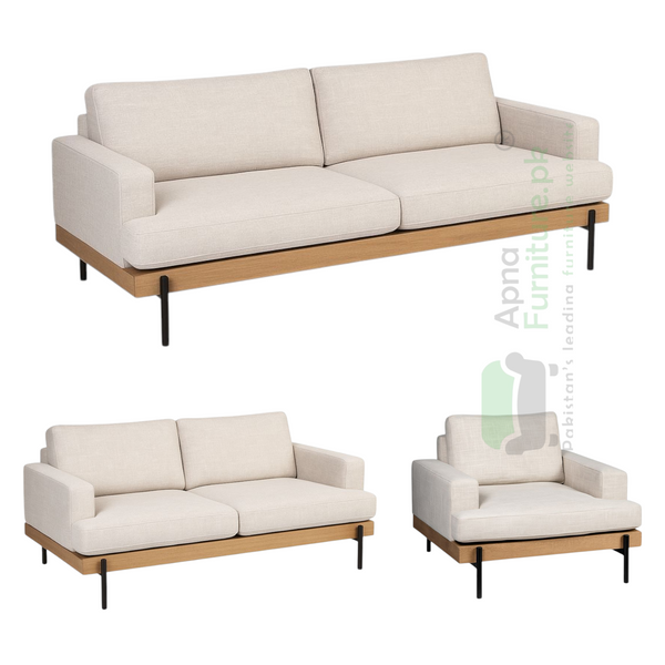 Sophia 6 Seater Sofa Set in Solid Wood and Iron Base