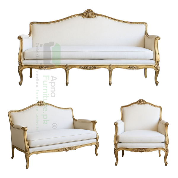 Star 6 Seater Carved Wood Sofa Set