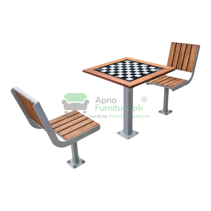 Outdoor furniture set with a chess table and two chairs