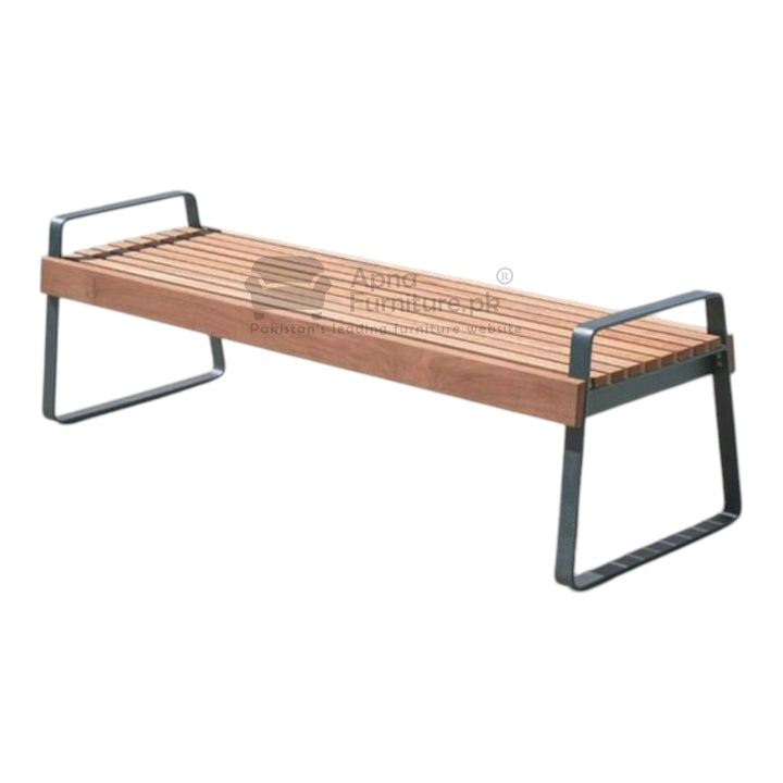 Wooden bench with metal frame 