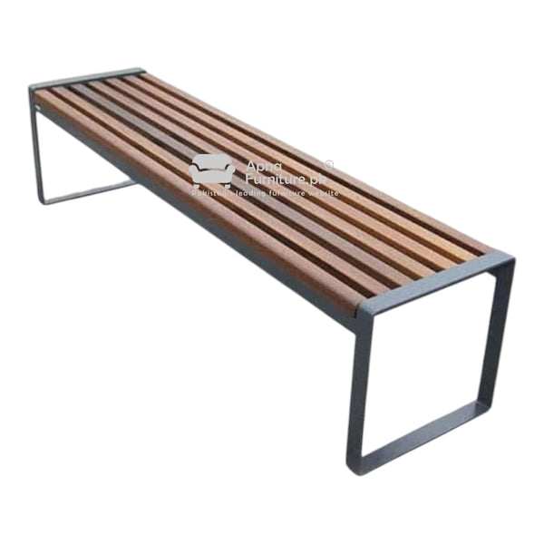 Wooden bench with metal frame