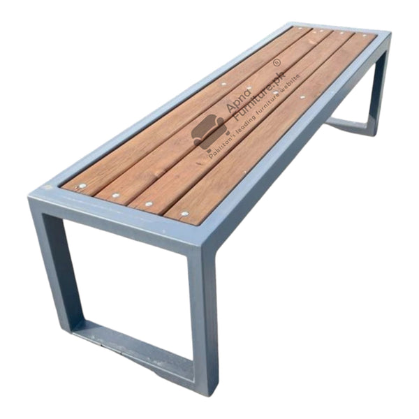 Wooden bench with metal frame 