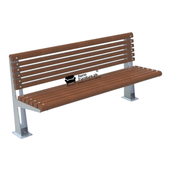 Wooden bench with metal frame