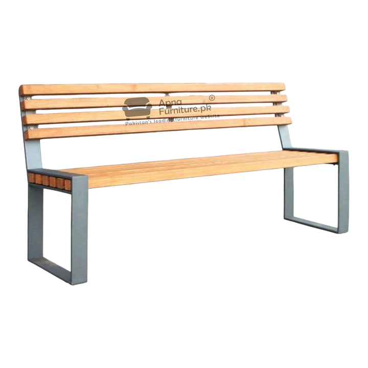 Wooden bench with metal legs