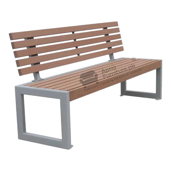 Wooden bench with metal frame 