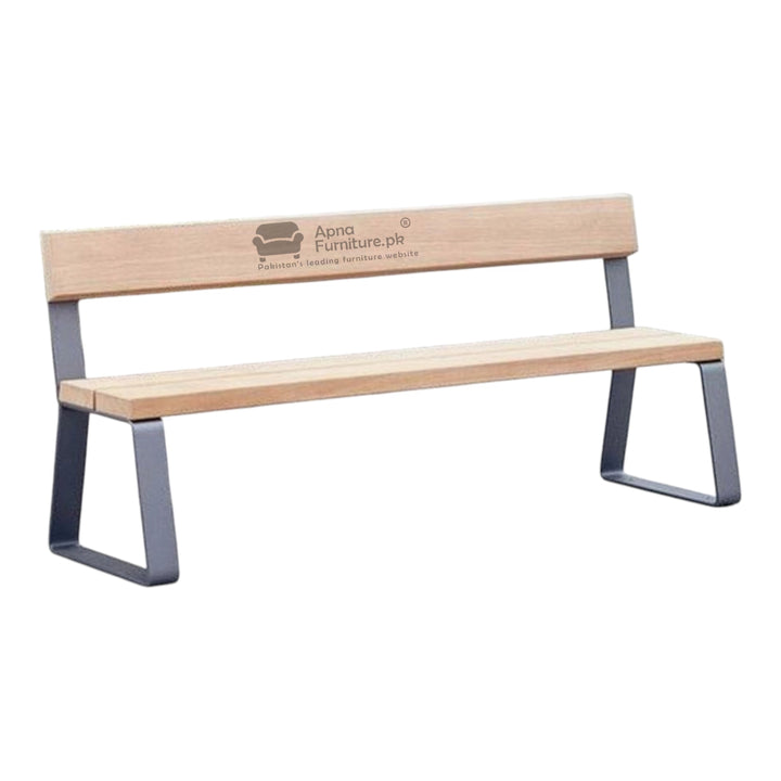 Wooden bench with metal legs