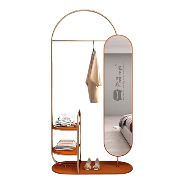 Ben Standing Mirror in Iron with Shelves