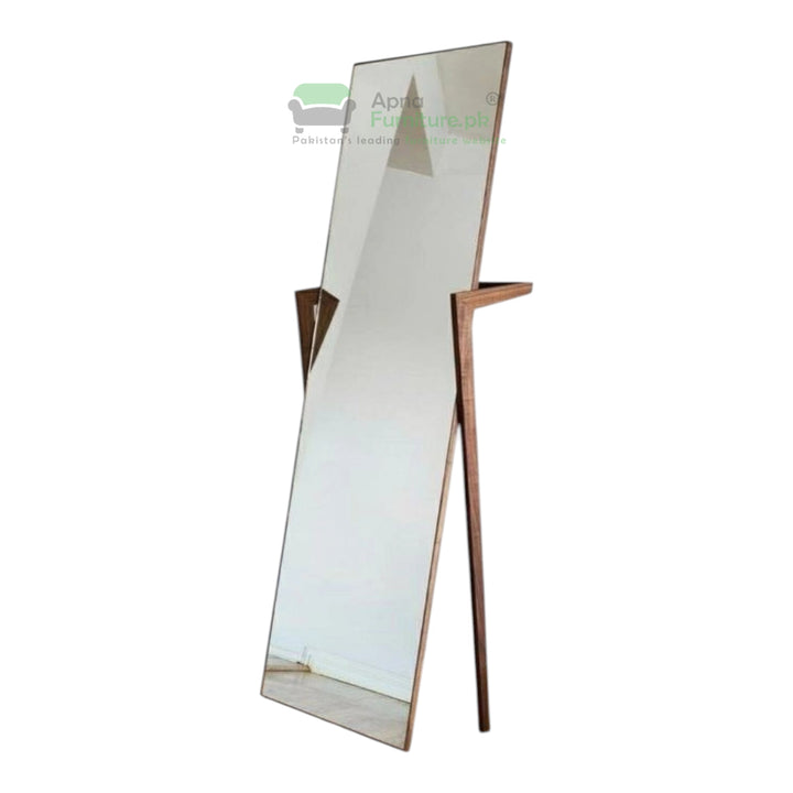 Tall standing mirror with bronze frame