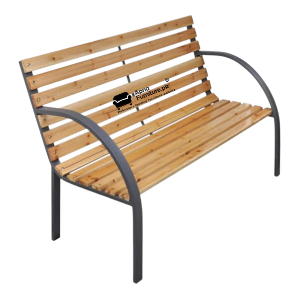Wooden bench with metal frame 