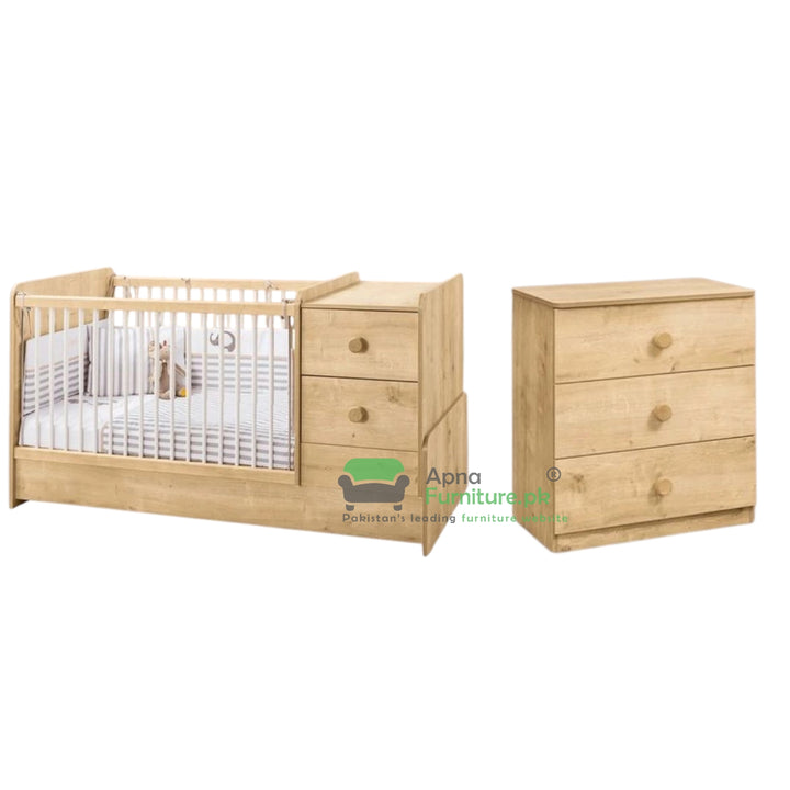 Wooden crib and dresser set 