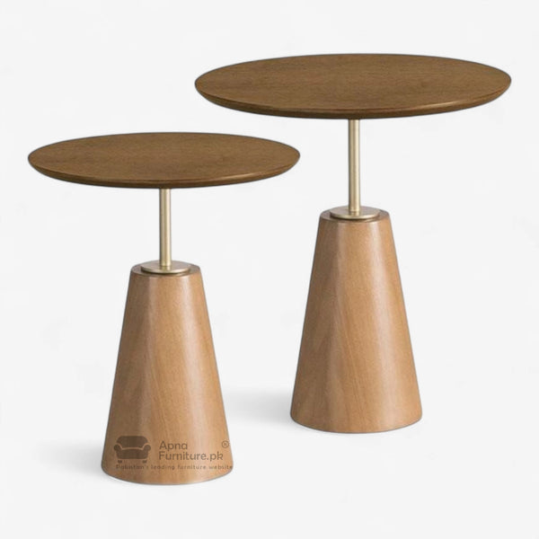 Deca Solid Wood Center Table Set (18 and 16 inches Diameter)