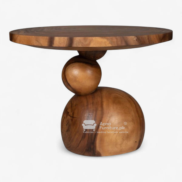 Ziggy Solid Wood Center Table (2 feet Diameter)