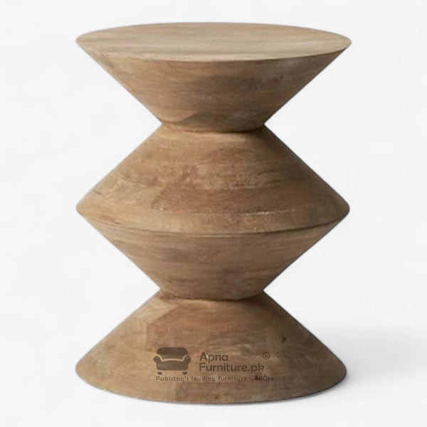 Mimsa Designer Coffee Table in Carved Solid Wood (2 ft diameter)