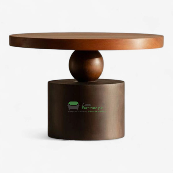 Richi Solid Wood Center Table (2 feet Diameter)