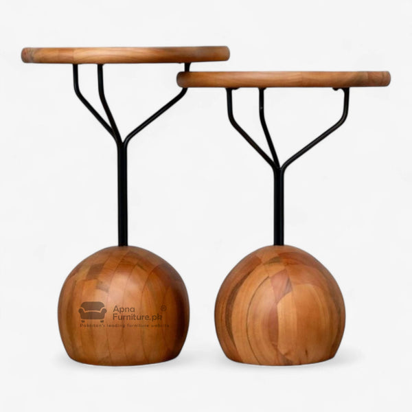 Ken Solid Wood Center Table Set (1.6 feet Diameter)