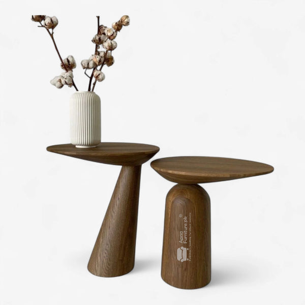 Shajar Solid Wood Center Table Set (16" Diameter of Each Table)