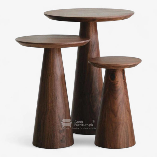 Monica Solid Wood Center Table Set (16, 14 and 12 inches Diameter)