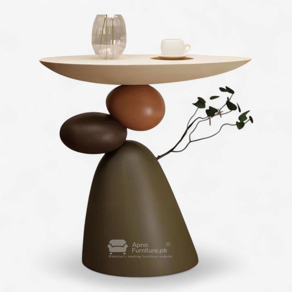 Hush Designer Coffee Table in Carved Solid Wood (2 ft Diameter)