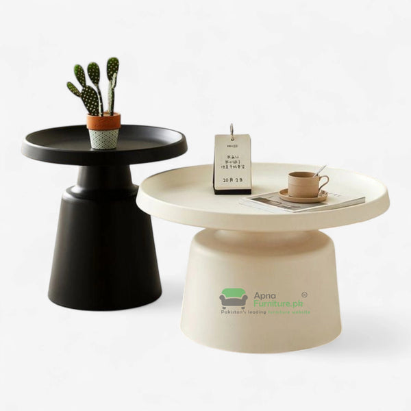 Zarmeen Center Tables Set (Solid Wood Base and Lasani Wood Top in Deco Paint)