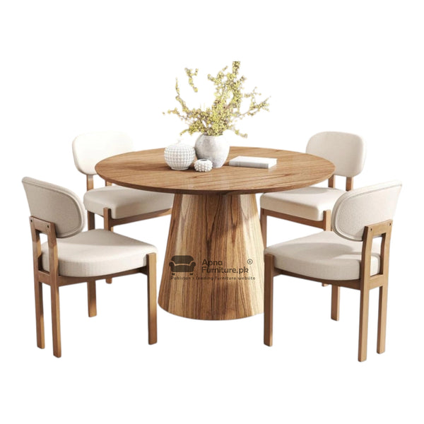 Ben 4 seater round dining table set with wooden chairs
