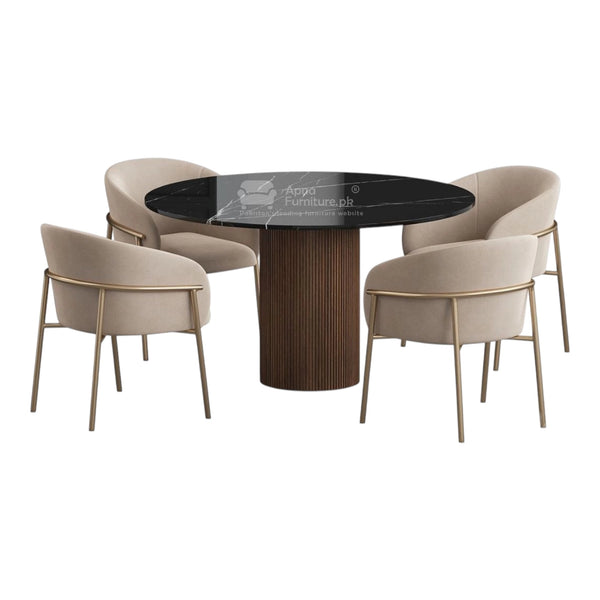 Mermaid 4 Seater Round Dining Table Set