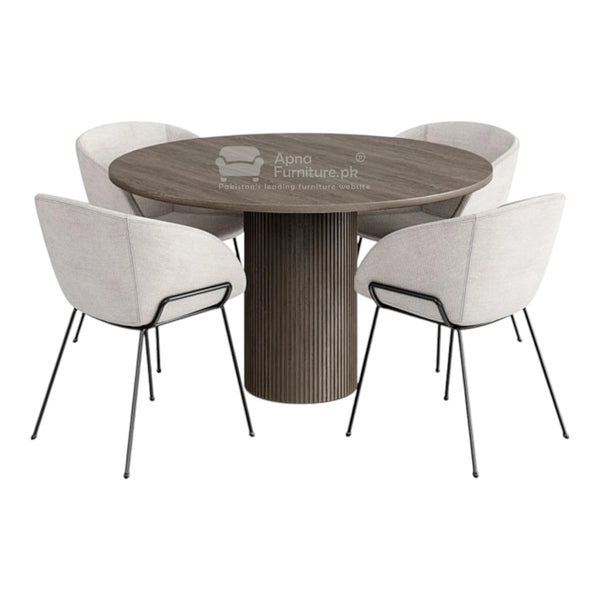 Rome 4 Seater Round Dining Table Set