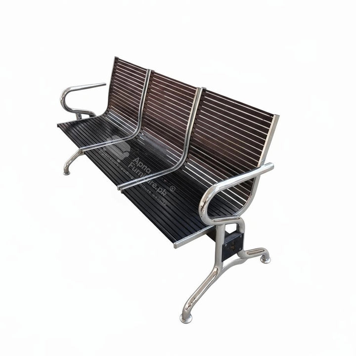 Three-seater bench with metal frame 