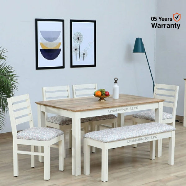 Buy Rory Six seater Dining Table (4 Chairs with Bench) at Best Price Online in Pakistan on Apnafurniture.pk