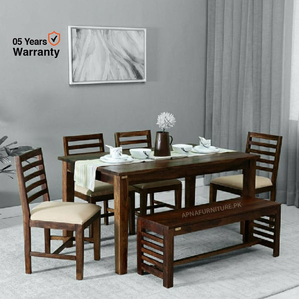 Toby Six seater Dining Table (4 Chairs with Bench) Apnafurniture.pk Dining Tables