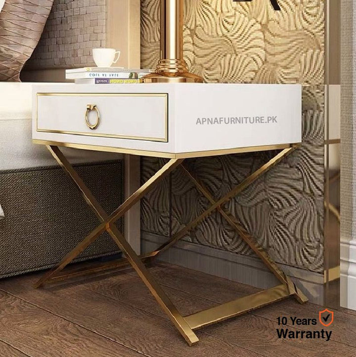 Buy Liver Brass Upholstered Double Bed (Bed + 2 Side Tables) at Best Price Online in Pakistan on Apnafurniture.pk