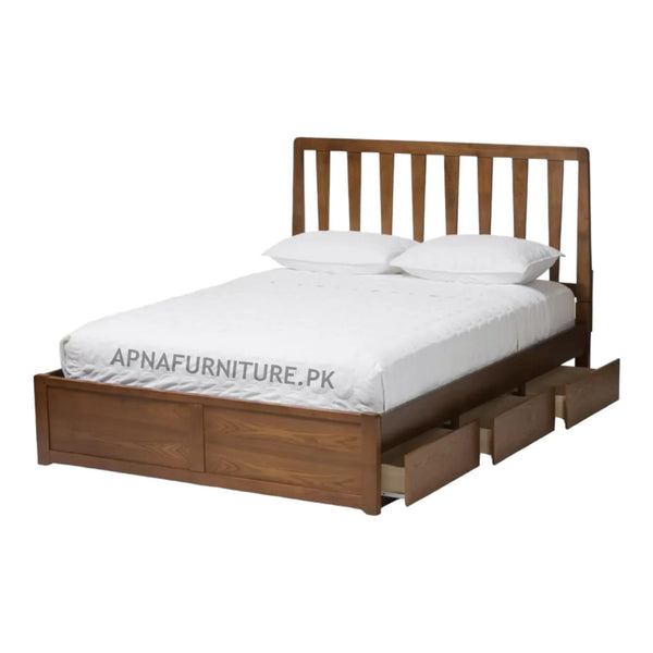 Buy Essence Storage Double Bed in Wood Polish at Best Price Online in Pakistan on Apnafurniture.pk
