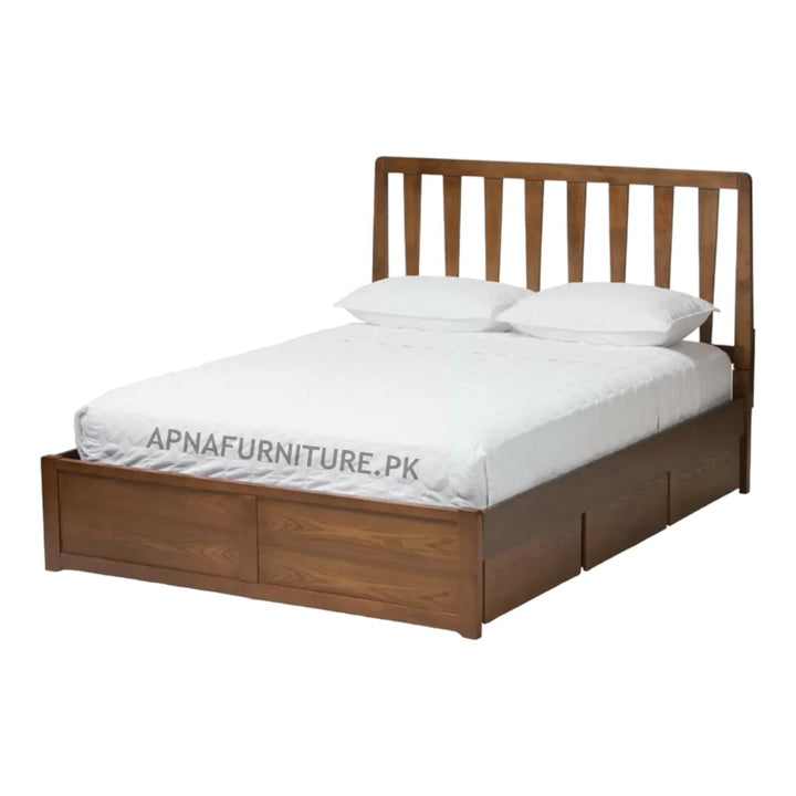 Buy Essence Storage Double Bed in Wood Polish at Best Price Online in Pakistan on Apnafurniture.pk
