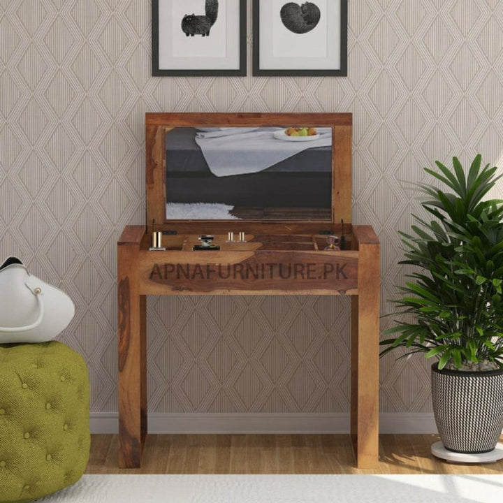 Kian Dressing Table (Sheesham Wood Veneer with Wood Polish) Apnafurniture.pk Dressing Table