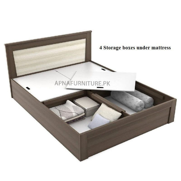 Buy Eva Storage Double Bed (with 4 storage boxes) at Best Price Online in Pakistan on Apnafurniture.pk
