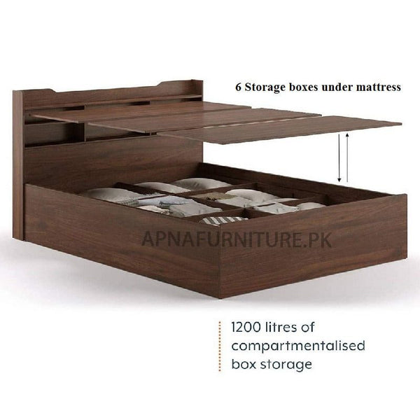 Buy Skylar Storage Double Bed (with 6 storage boxes) at Best Price Online in Pakistan on Apnafurniture.pk