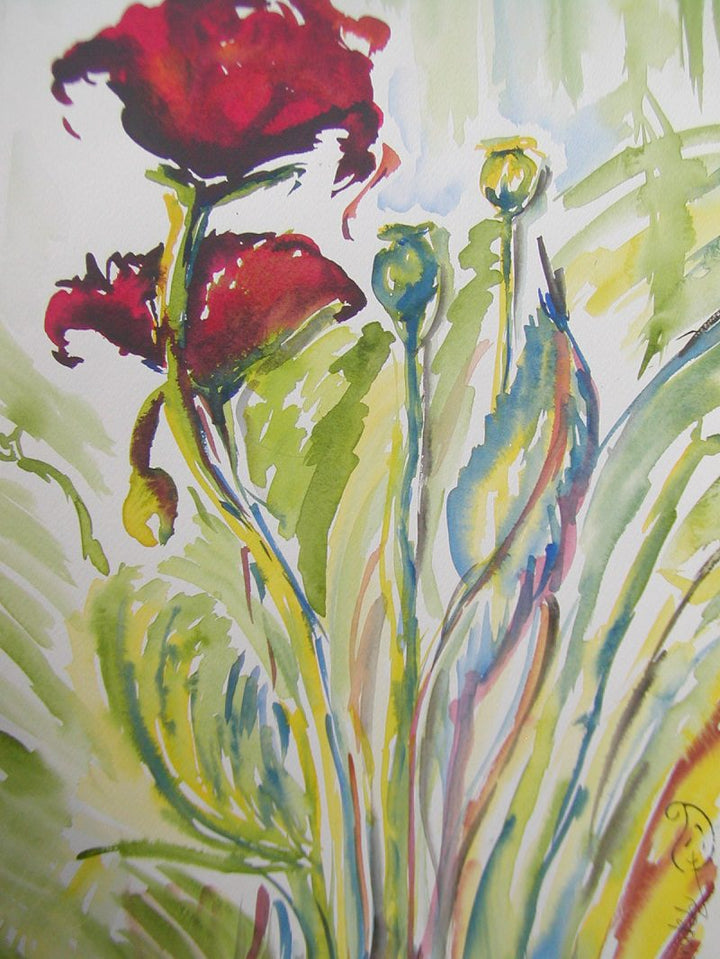 Poppies on my terrace garden-Painting II Apnafurniture.pk Paintings and Portraits