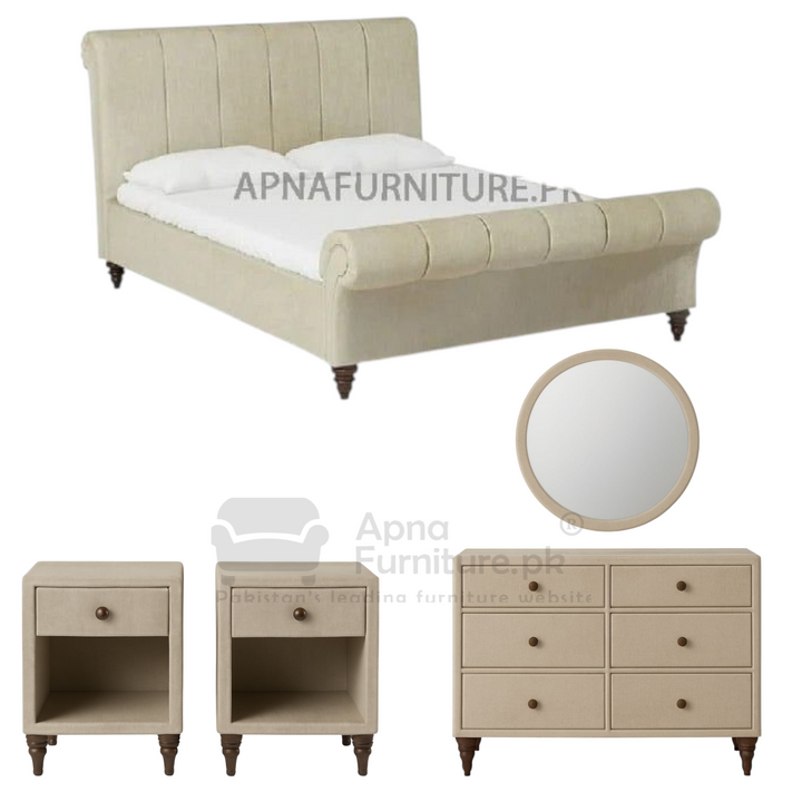 Buy Cinta Double Bed Set 5 Piece at Best Price Online in Pakistan on Apnafurniture.pk (Pakistan)