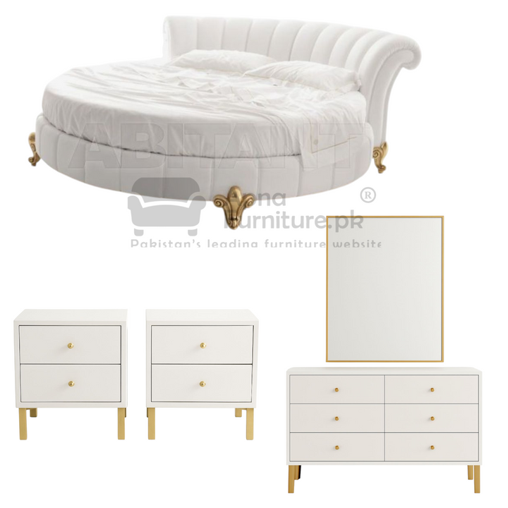 Buy Lotus Round Bed Set (5 Piece) at Best Price Online in Pakistan on Apnafurniture.pk (Pakistan)