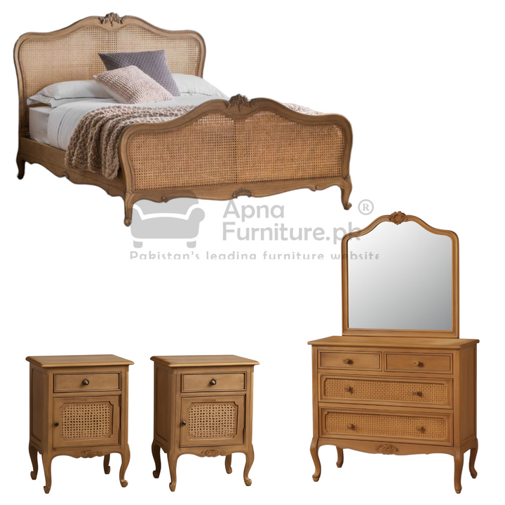 Buy Yusra Rattant Double Bed Set (5 Piece) at Best Price Online in Pakistan on Apnafurniture.pk (Pakistan)