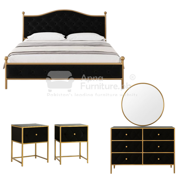 Buy Lamia Iron Double Bed Set 5 Piece at Best Price Online in Pakistan on Apnafurniture.pk (Pakistan)