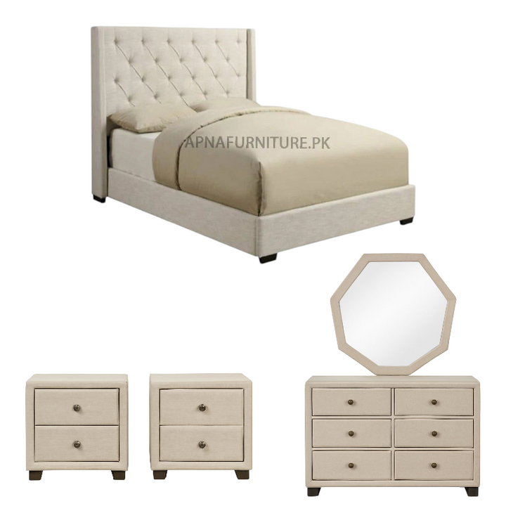 Buy Hexa Double Bed Set 5 Piece at Best Price Online in Pakistan on Apnafurniture.pk (Pakistan)