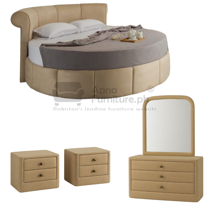 Buy Soline Round Double Bed Set at Best Price Online in Pakistan on Apnafurniture.pk (Pakistan)